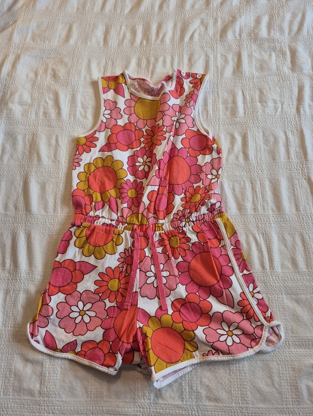 Mini Boden girls 8-9 years floral sleeveless romper button shoulder VGUC